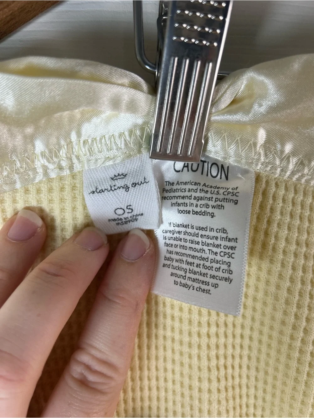 Starting Out Solid Yellow Baby Blanket Thermal Waffle Weave Silky Satin Edge